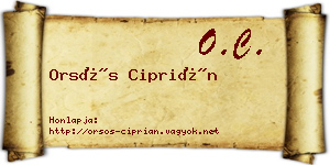 Orsós Ciprián névjegykártya