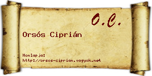 Orsós Ciprián névjegykártya